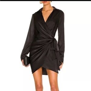 House Of Harlow 1960 Wrap Mini Dress Black Size Large
